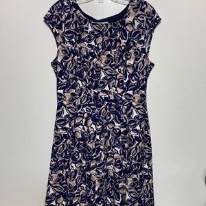 Elle Women's Blue Floral Cap Sleeve Mini Sheath Dress Size L NWT